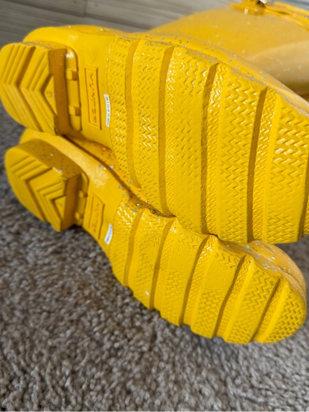 Hunter yellow glitter rain tall boots - Picture 4 of 6